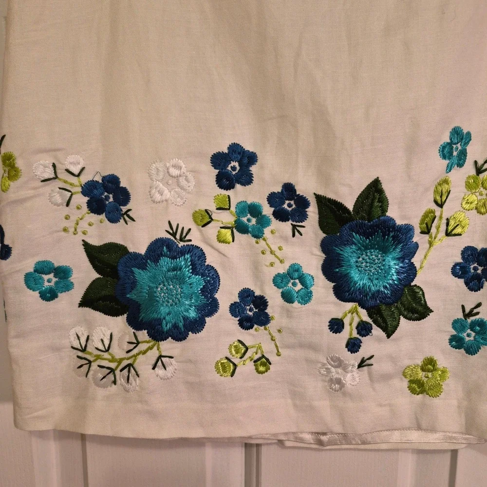 NWT Michael Kors Linen Blend Floral Embroidered Mini Skirt Y2K Deadstock Size 10